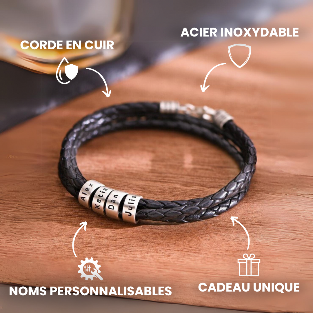 Bracelet personnalisé avec anneaux gravés