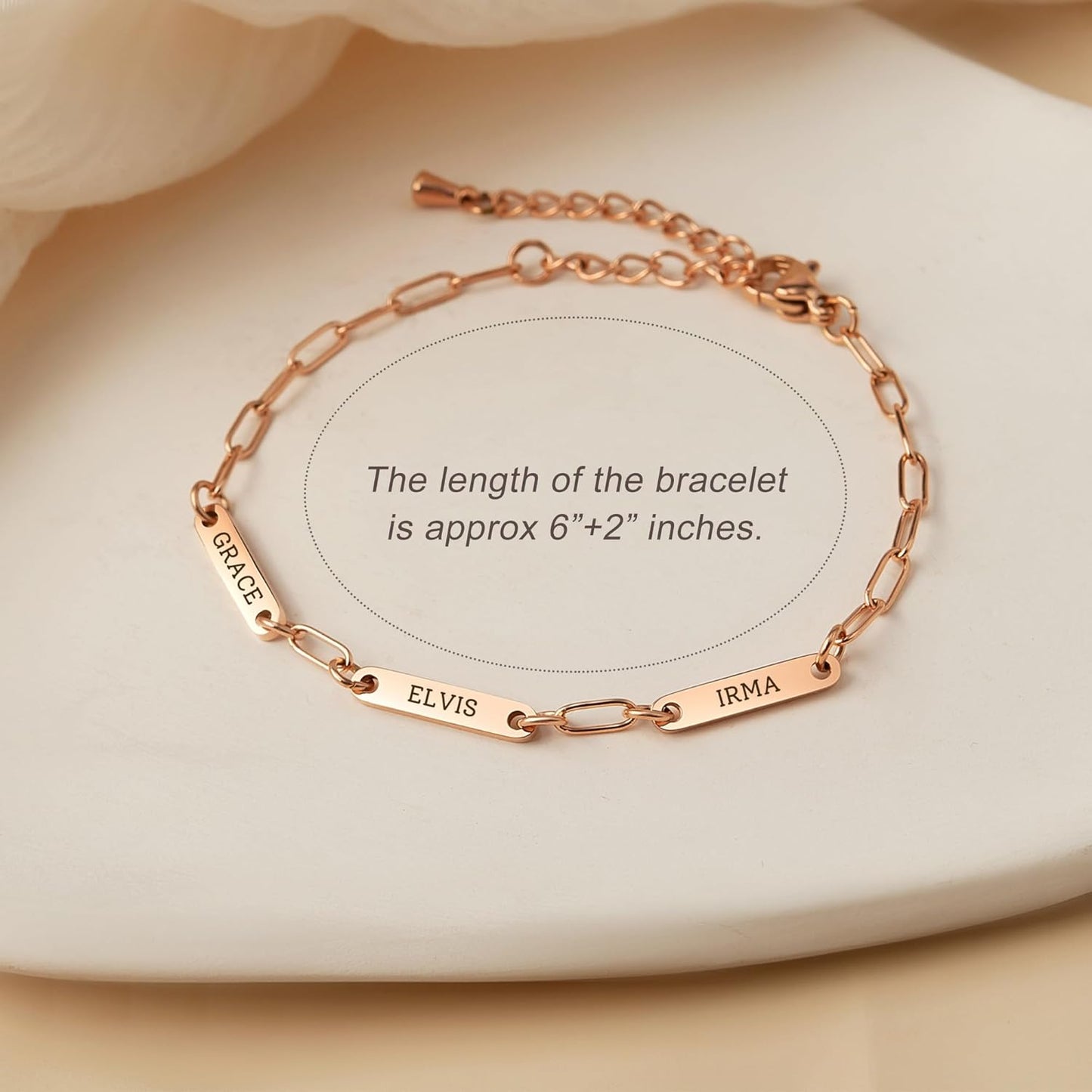 Bracelet Eléanor personnalisé – 3 plaques gravées