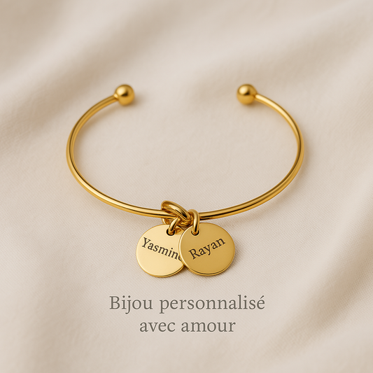 Bracelet personnalisé avec médailles gravées – Collection Demoiselle