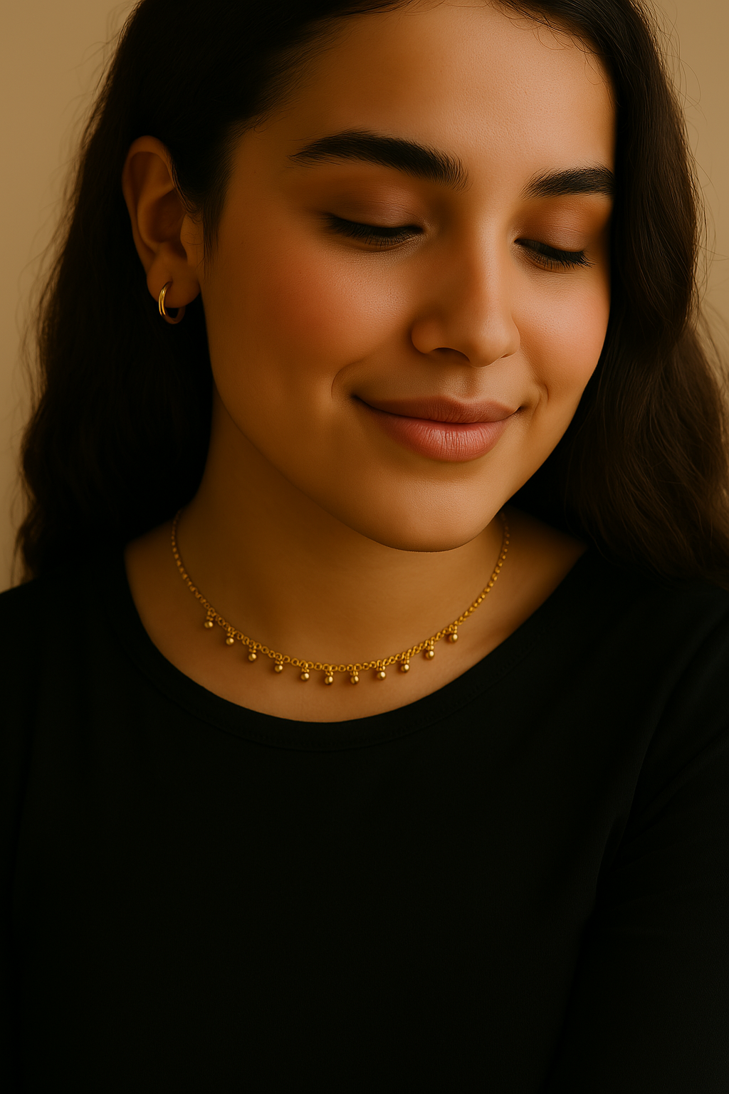 Duo collier & chevillère – Fines chaînes à petits poids dorés
