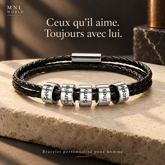 Bracelet personnalisé avec anneaux gravés