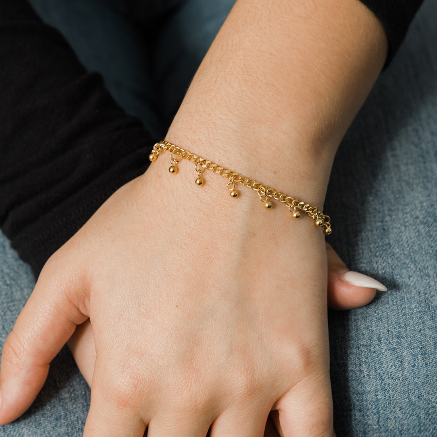 Duo collier & chevillère – Fines chaînes à petits poids dorés