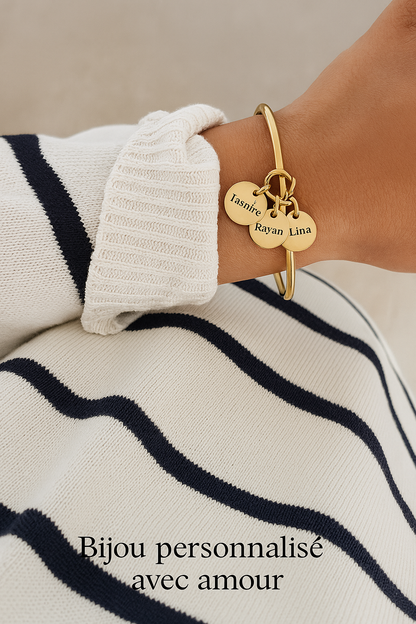 Bracelet personnalisé avec médailles gravées – Collection Demoiselle