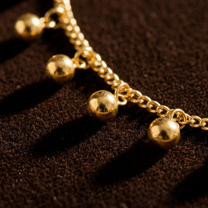 Duo collier & chevillère – Fines chaînes à petits poids dorés