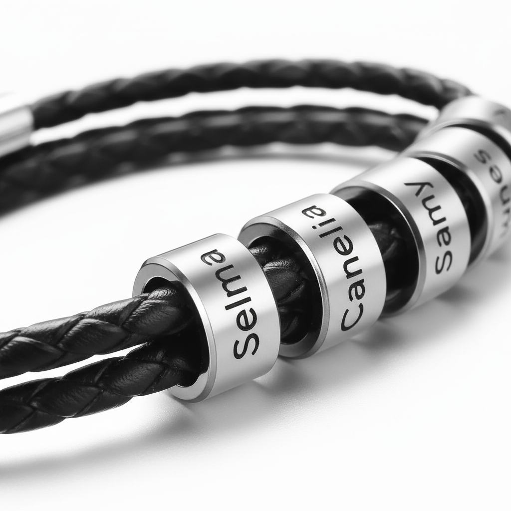 Bracelet personnalisé avec anneaux gravés