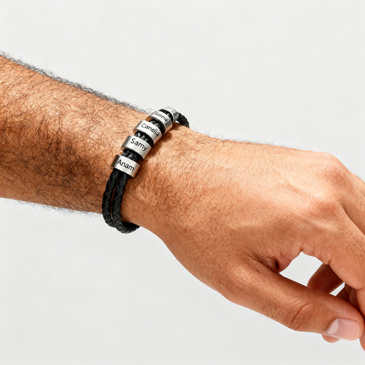 Bracelet personnalisé avec anneaux gravés